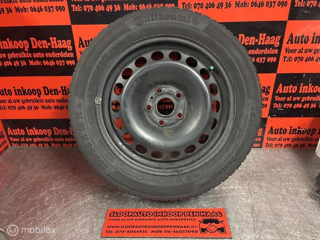 VW Audi Seat | Velg + Band | 5x112 | 205/55/R16, Gebruikt, Volkswagen, Ophalen of Verzenden