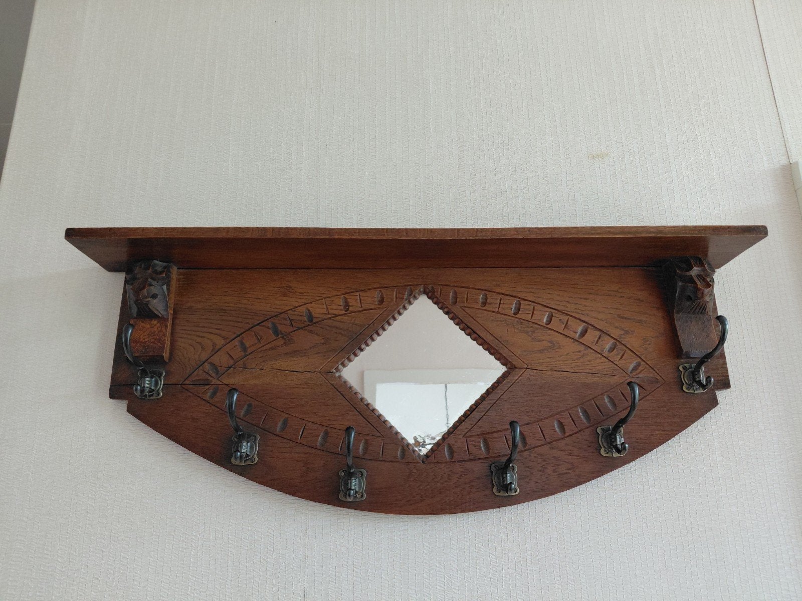 Oude eiken kapstok, Huis en Inrichting, Wandkapstok, Gebruikt, Ophalen of Verzenden, Minder dan 100 cm