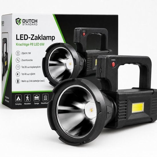 Krachtige militaire zaklamp 1000 lumen – IP65, Ophalen of Verzenden, Nieuw, Batterij