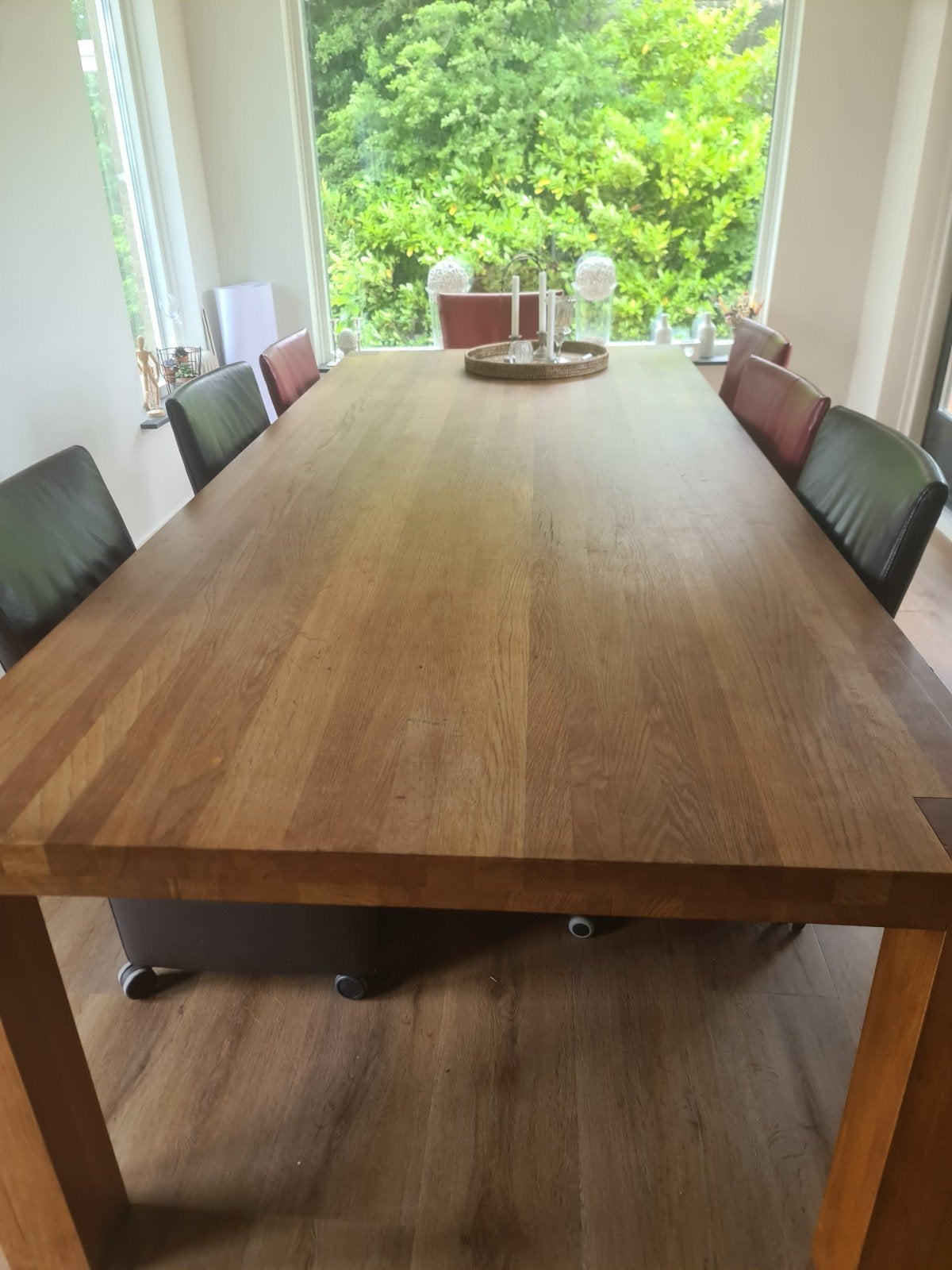 Handgemaakte Eiken Eet/Vergadertafel 3.00m x 1.25m, Huis en Inrichting, Ophalen, Gebruikt, 100 tot 150 cm, Eikenhout
