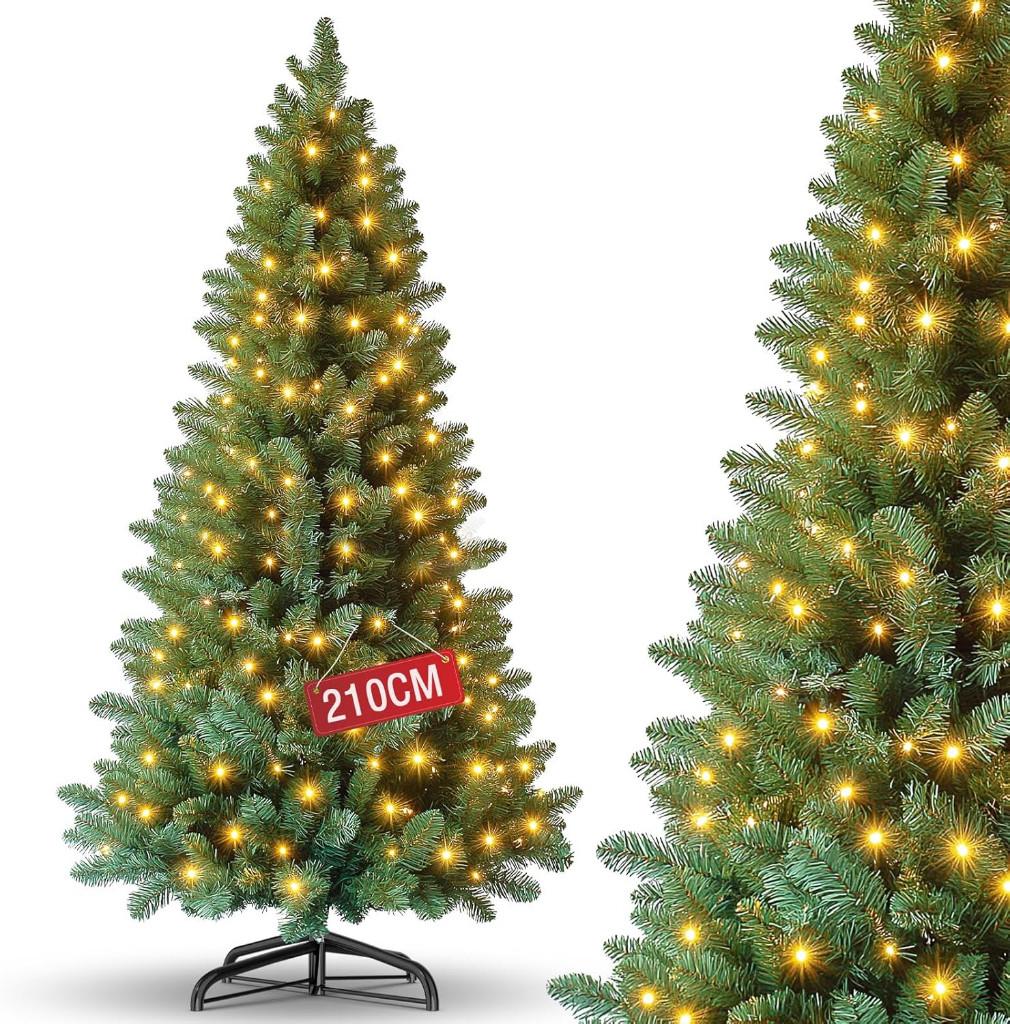 Kerstboom, 210 cm Vast Ingebouwde Ledlampen Vlamvertragend, Diversen, Kerst, Nieuw, Ophalen of Verzenden