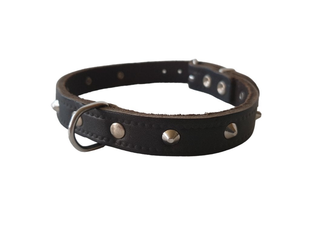 NOBBY Soft Lederen + Nop Halsband Bruin Nek 29-33 cm KOOPJE!, Ophalen of Verzenden, Nieuw