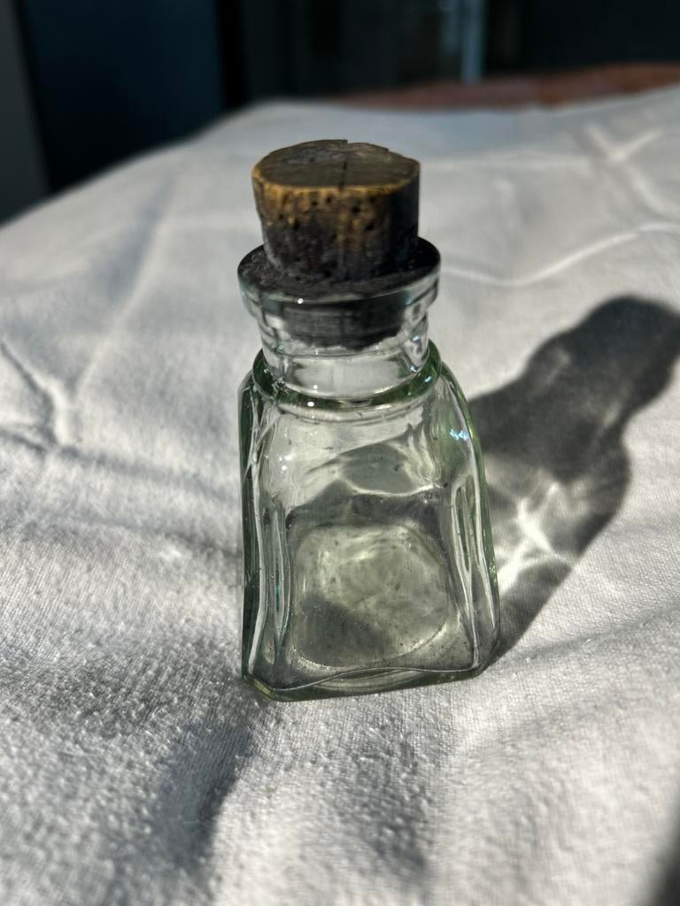 Vintage inktpot met kurk 8,5 cm, Ophalen of Verzenden