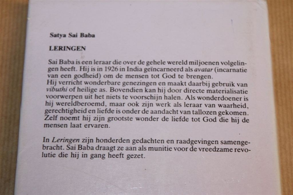 Leringen — Sai Baba, Spirituele Wijsheden, Oriëntserie, Ophalen of Verzenden, Gelezen, Overige onderwerpen, Achtergrond en Informatie