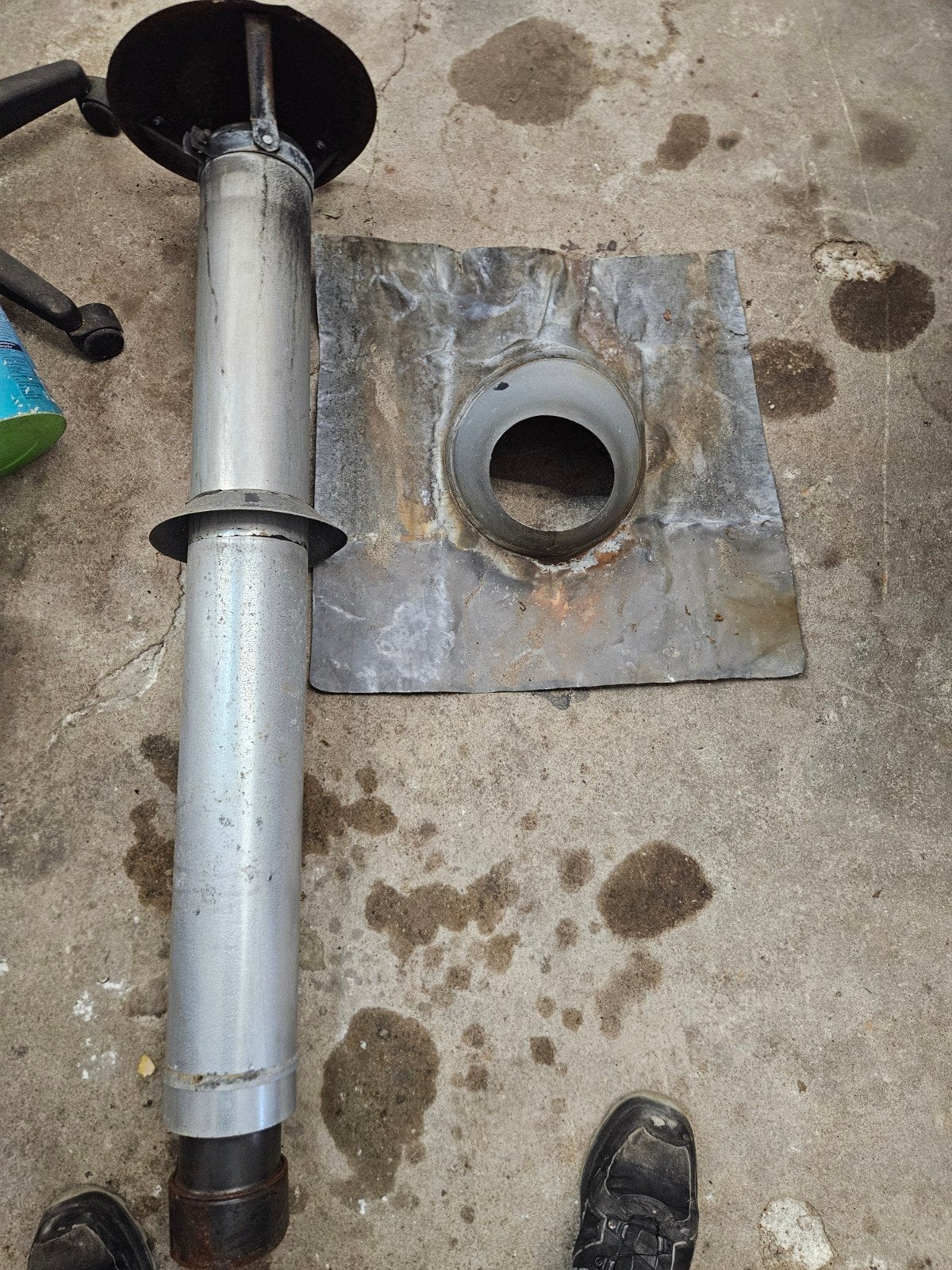 Dubbelwandige schoorsteenpijp 100mm met loodflap, Ophalen, Gebruikt, Overige typen, 60 tot 150 cm