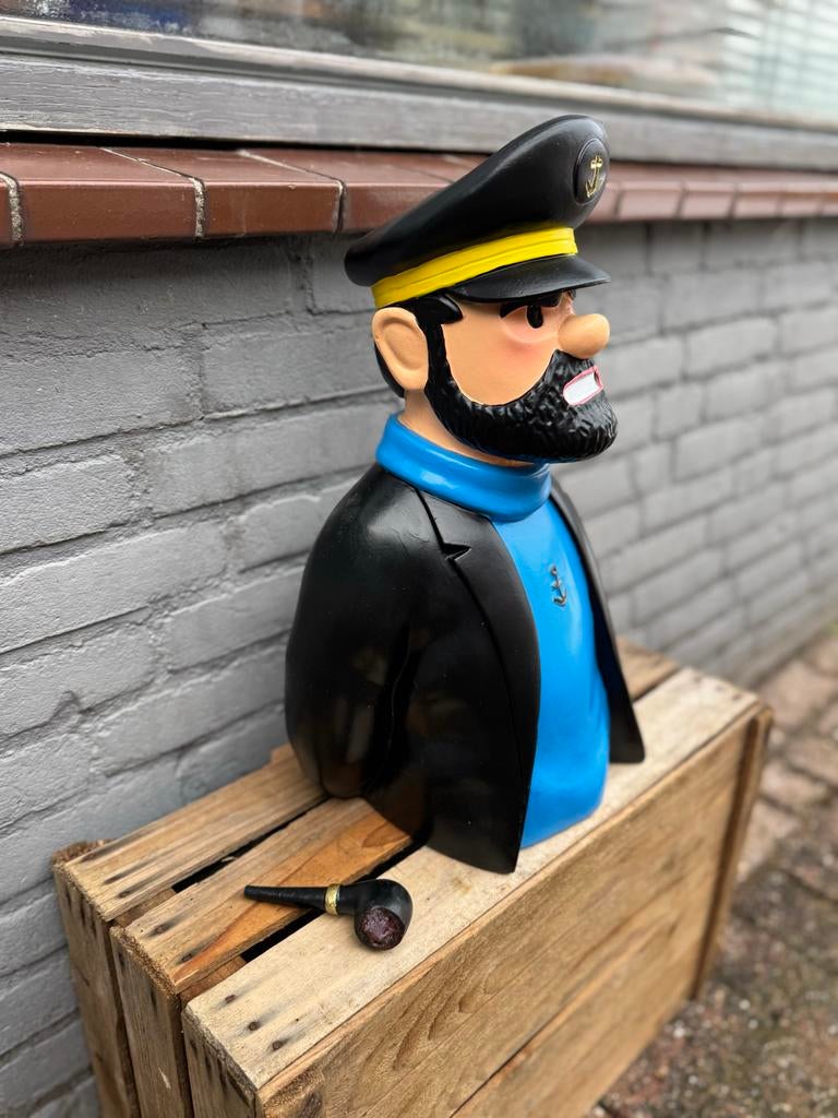 Kapitein Haddock Buste - Kuifje Figuur met Pijp, Antiek en Kunst, Ophalen