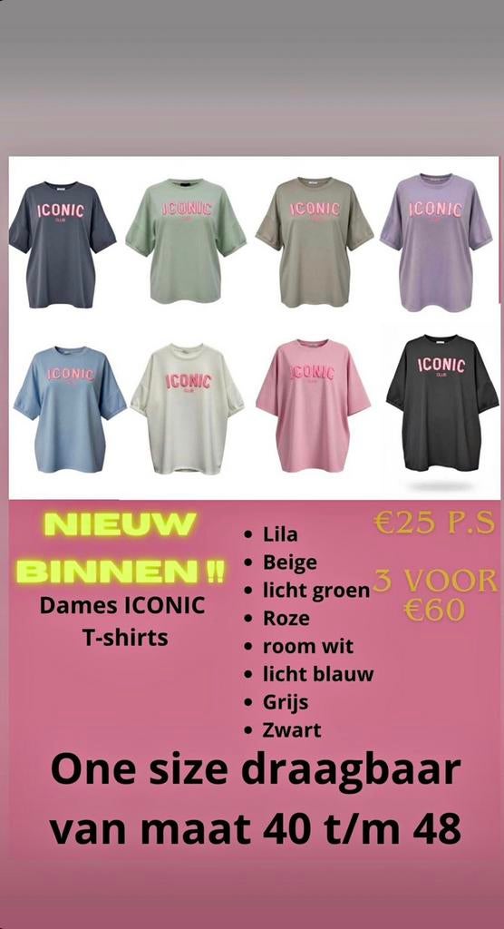 Iconic dames t-shirt, Kleding | Dames, Ophalen of Verzenden, Nieuw, Maat 42/44 (L)