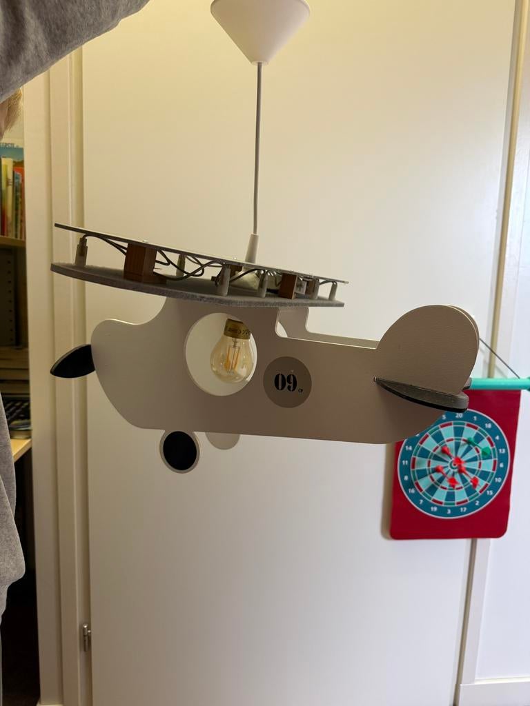Vliegtuig lamp voor kinderkamer met LED vleugels, Ophalen, Zo goed als nieuw