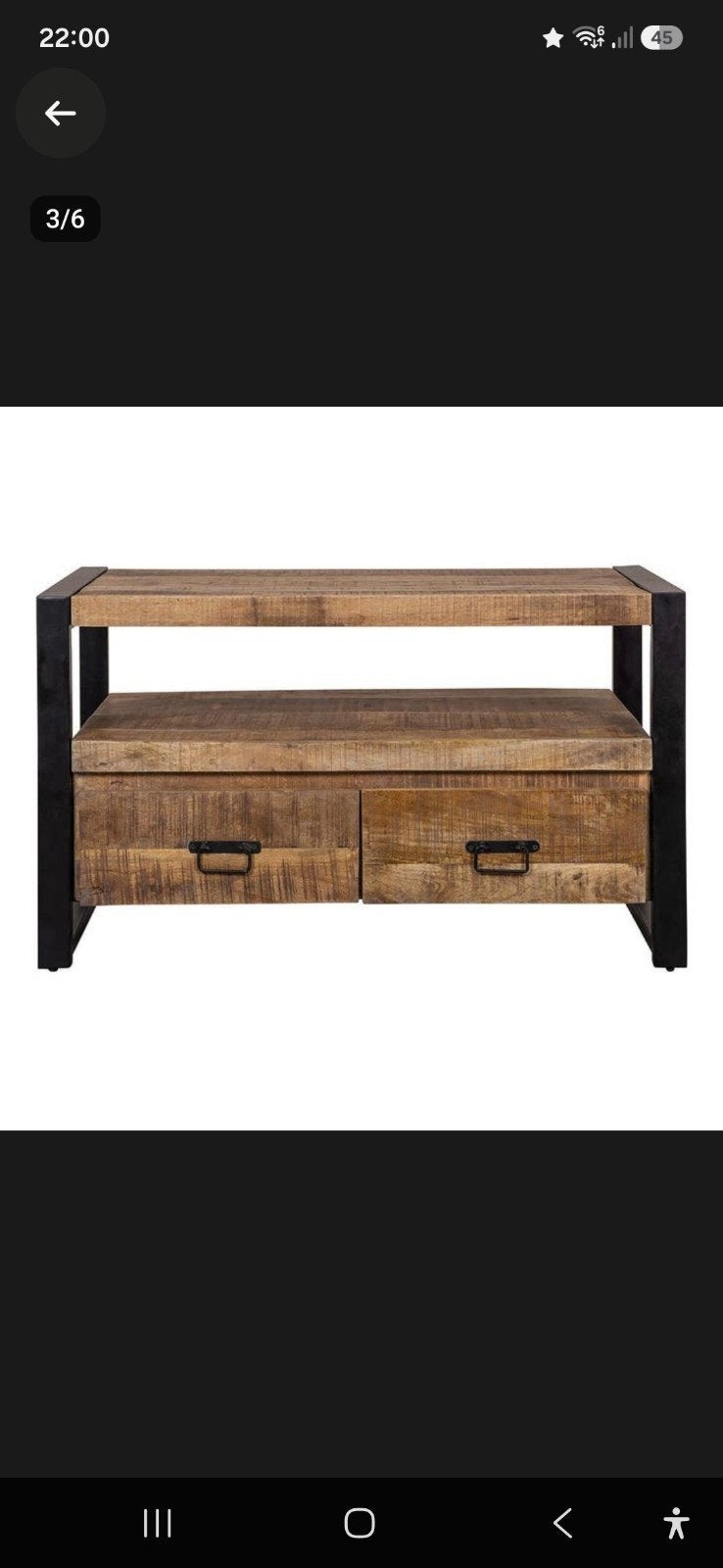 TV-meubel Britt 1.20m mangohout, Ophalen, 100 tot 150 cm, Minder dan 100 cm, Metaal