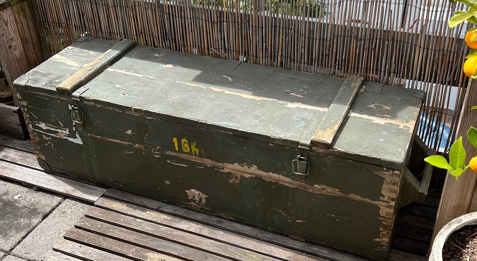 Grote houten antieke kist, Ophalen, Gebruikt