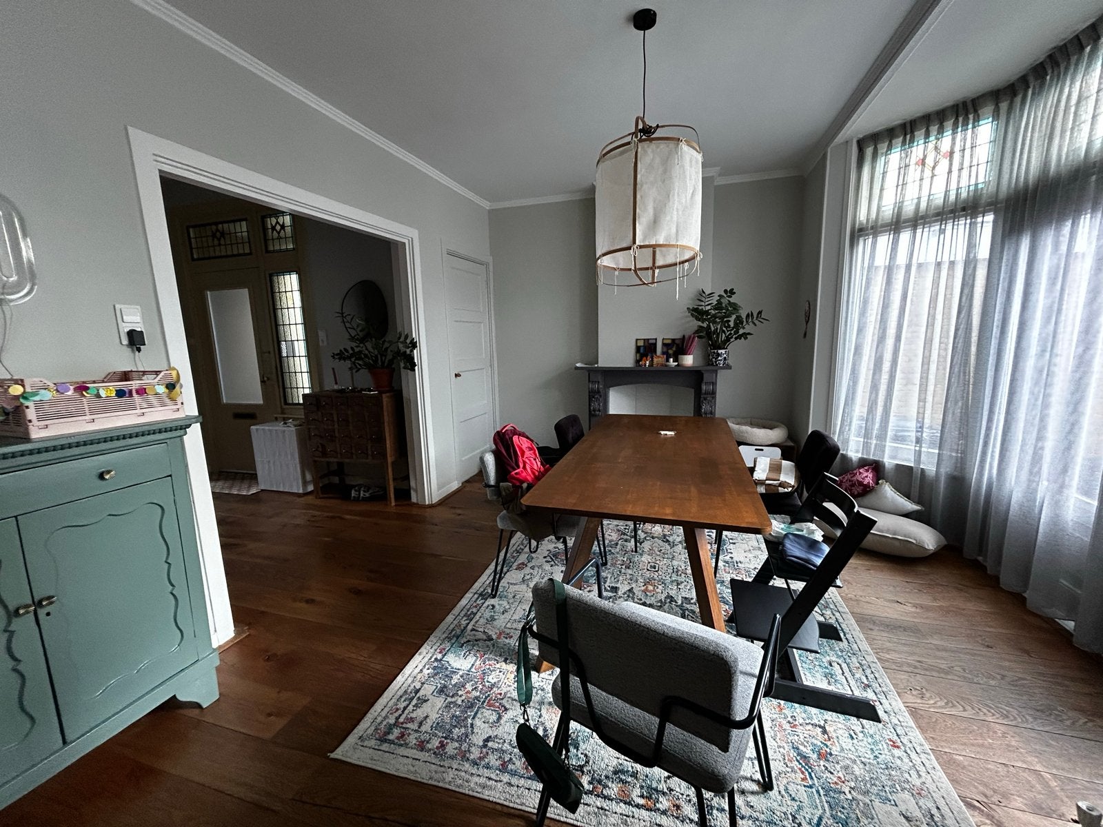 Hanglamp van bamboe en linnen - sfeervolle verlichting, Ophalen, Minder dan 50 cm, Zo goed als nieuw, Minder dan 25 cm