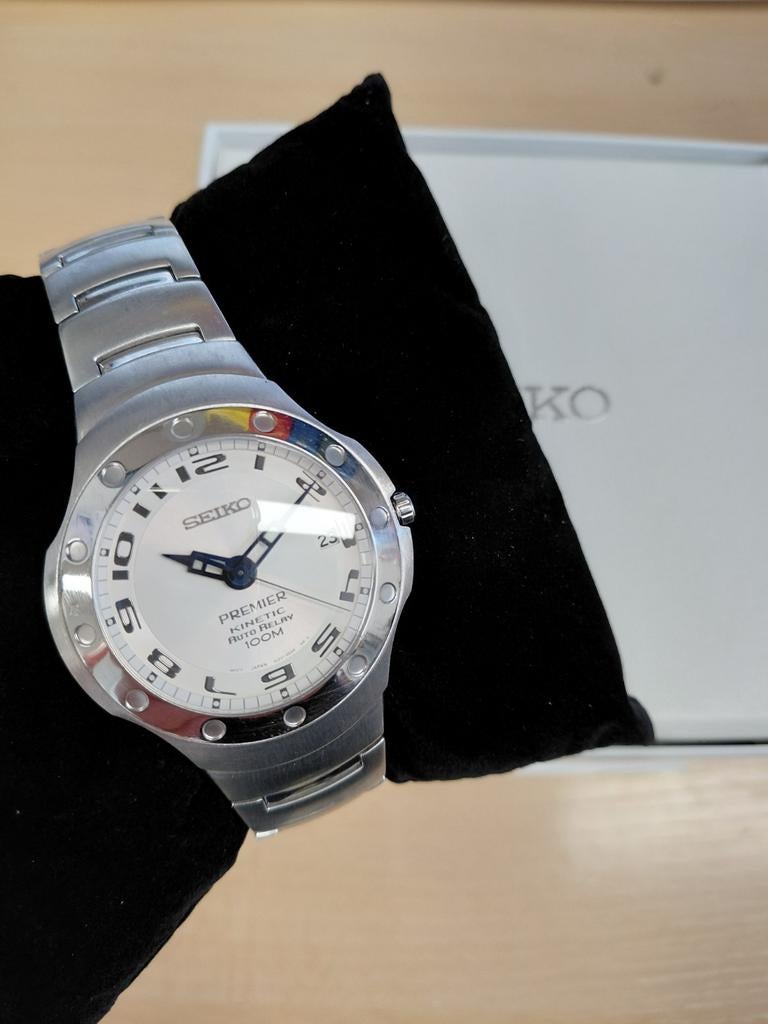 Seiko Premier Kinetic Auto Relay 100M Herenhorloge, Sieraden, Tassen en Uiterlijk, Horloges | Heren, Gebruikt, Staal, Polshorloge
