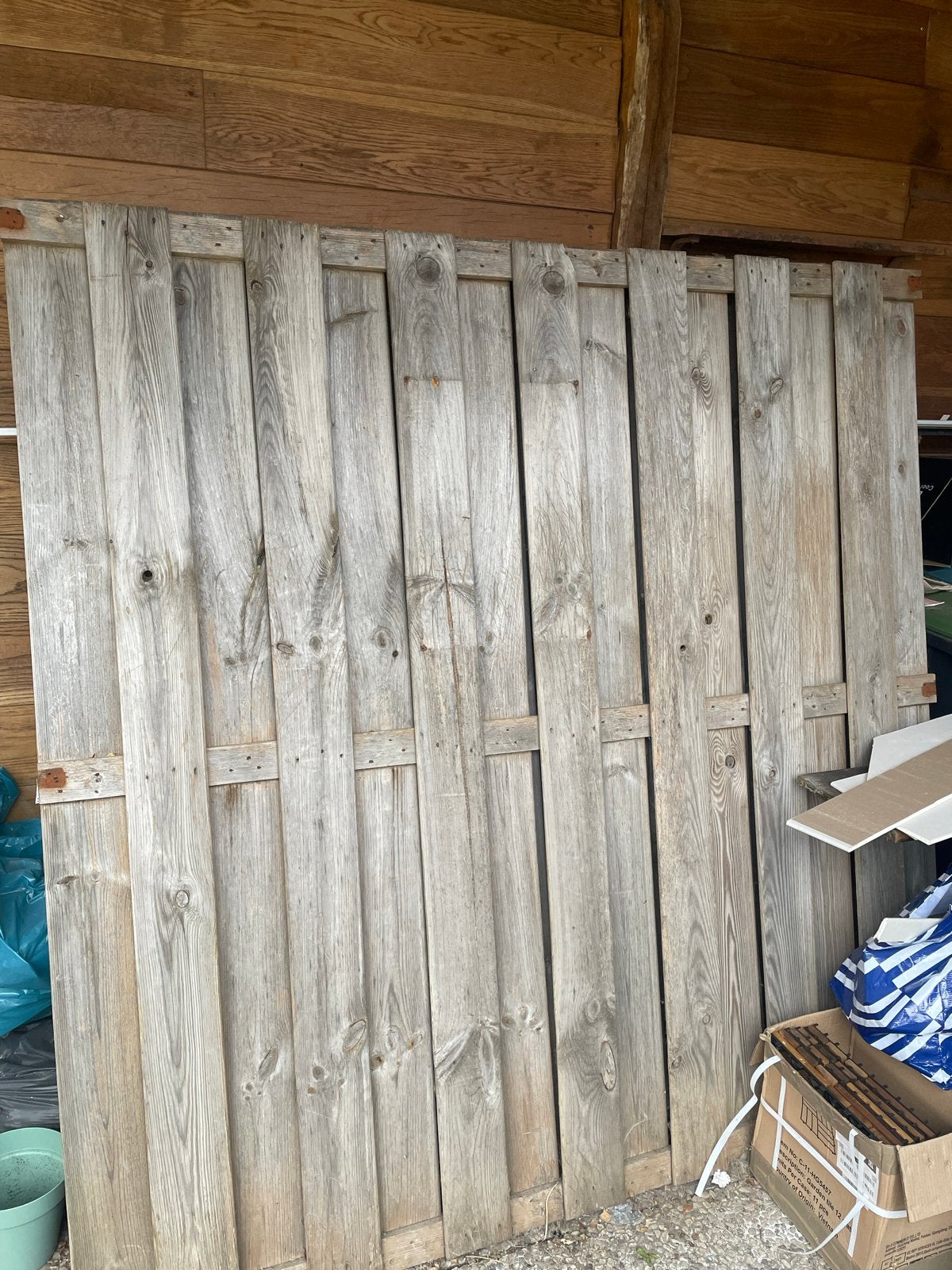 Robuust houten schuttingdeel - Gebruikt, Ophalen, 3 tot 6 meter, Hout, 1 tot 2 meter