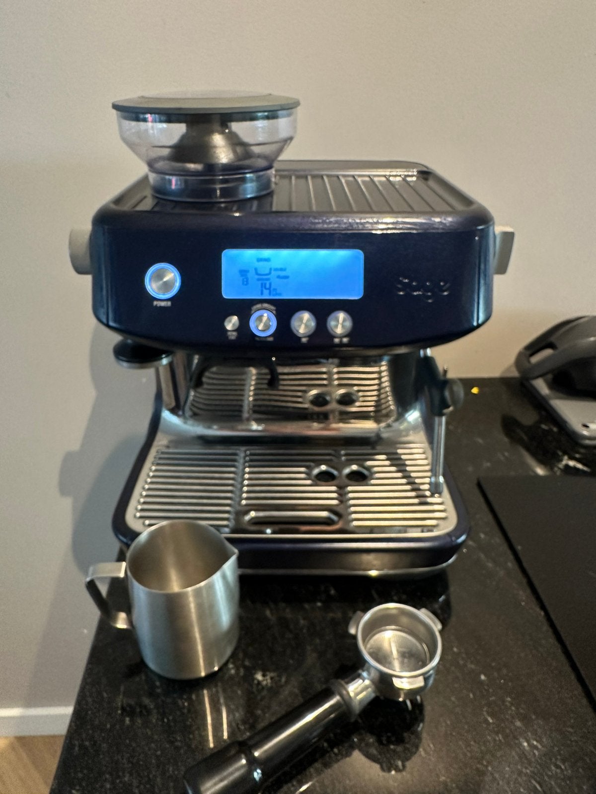 Sage Barista Pro - Donkerblauw, Ophalen of Verzenden, Zo goed als nieuw, Espresso apparaat