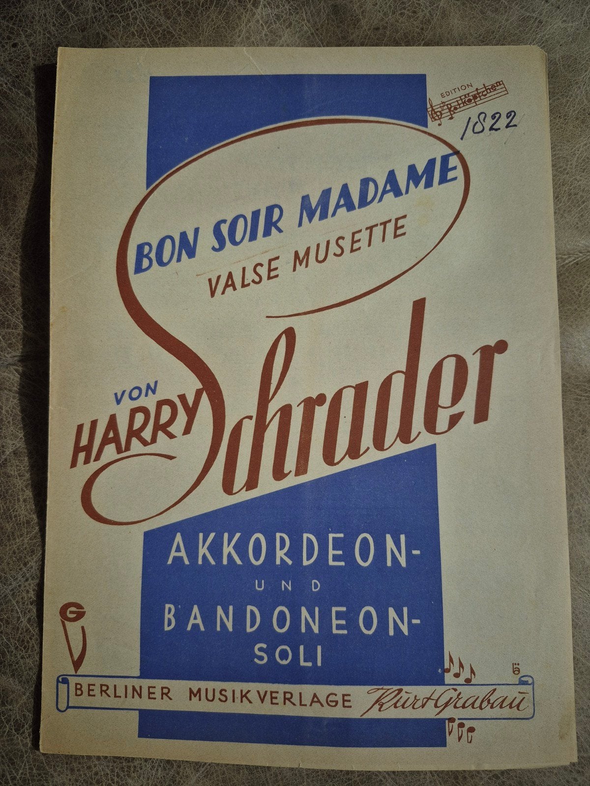 Bon Soir Madame - Harry Schrader (Accordeon/Bandoneon), Muziek en Instrumenten, Gebruikt, Overige genres, Ophalen of Verzenden