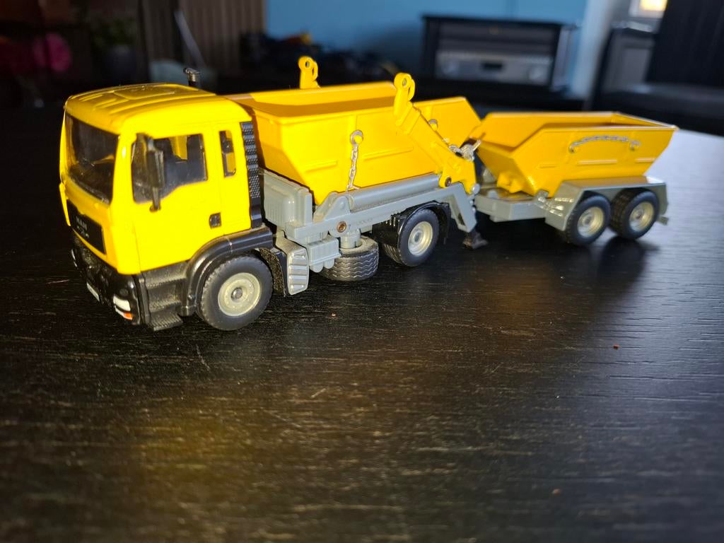 Siku M.A.N. vrachtwagen met aanhanger en afzetbakken, Overige merken, Gebruikt, 1:50 of kleiner, Ophalen of Verzenden