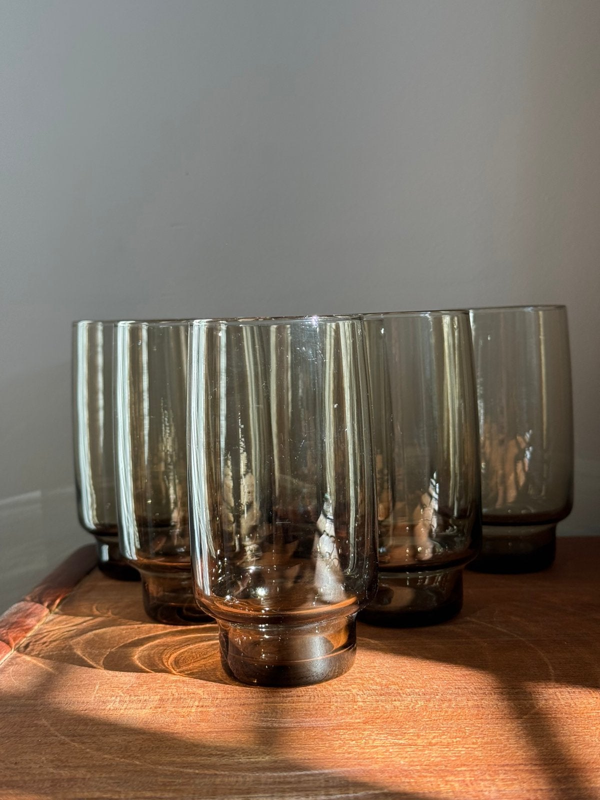 Vintage rookglas (longdrink) glazen - 6 stuks - Luminarc, Q, Q, Ophalen of Verzenden, Zo goed als nieuw
