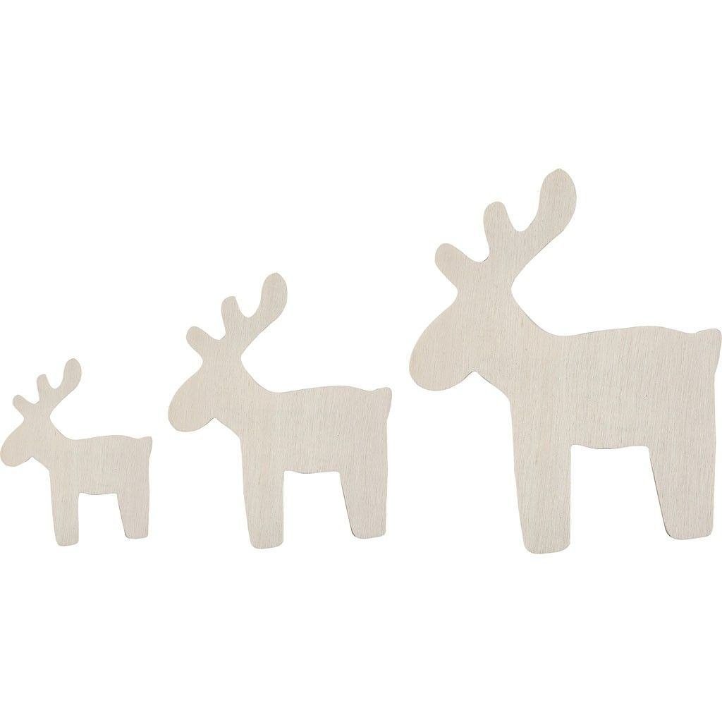 Kerst rendieren van hout fineer 3 stuks verschillende maten, ., Nieuw, ., Kerstmis