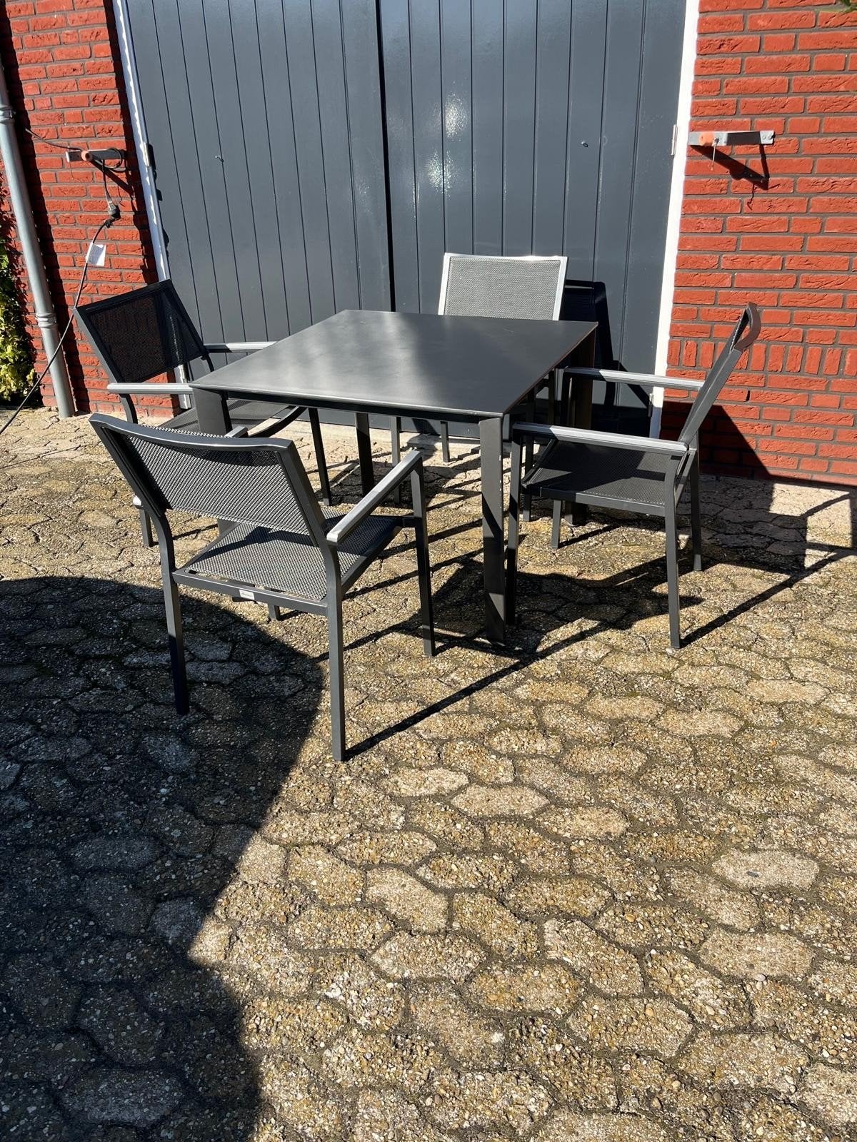 Bellagio aluminium tuinset met 4 stoelen en tafel, Tuin en Terras, Ophalen, Aluminium