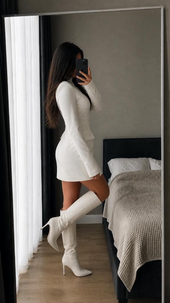 Witte blazerjurk, Kleding | Dames, Jurken, Verzenden, Wit, Onbekend, Maat 36 (S)
