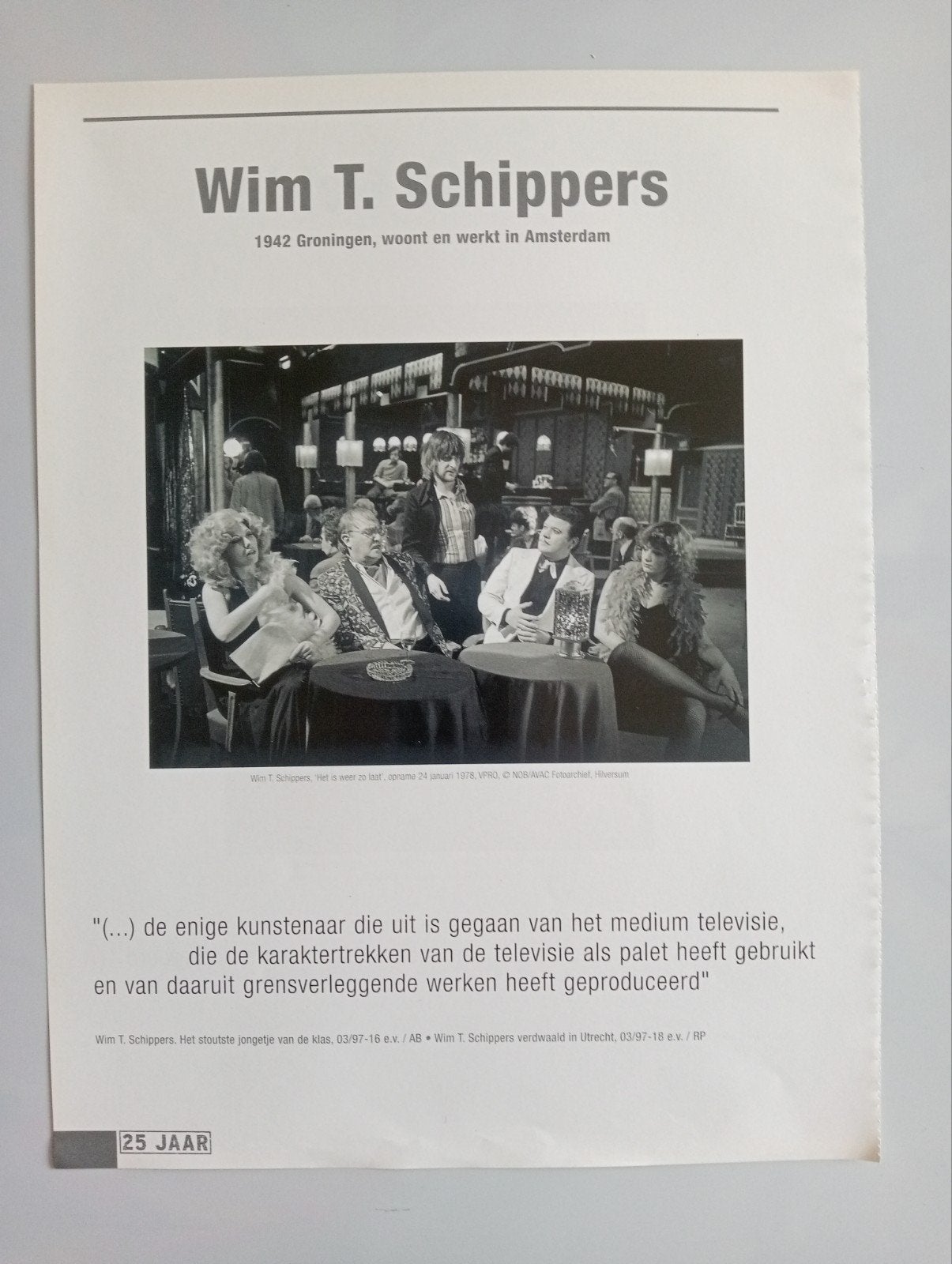 Tijdschrift print nav 25 jaar Kunstbeeld, Wim T. Schippers, Ophalen of Verzenden