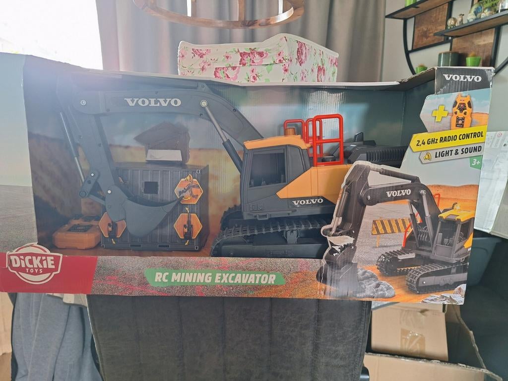 Dickie Toys Volvo RC Mining Graafmachine, Ophalen, Zo goed als nieuw, Afstandsbediening