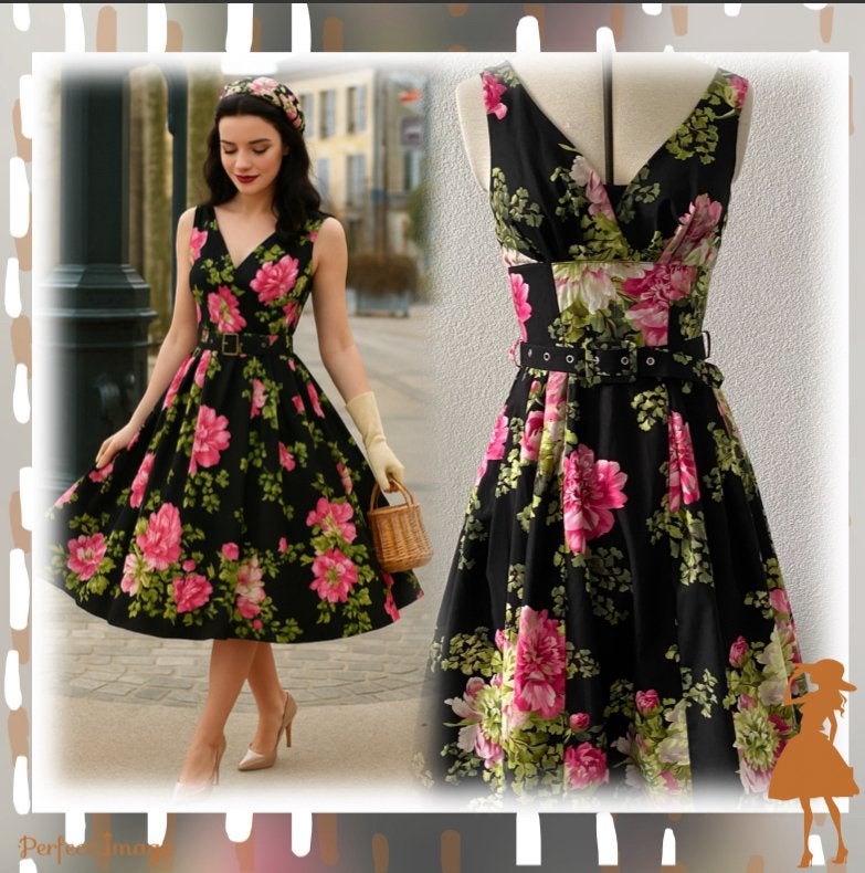 LIMB retro 50s floral tea dress-S NIEUW, Kleding | Dames, Meerkleurig, Nieuw, Ophalen of Verzenden, Maat 36 (S)