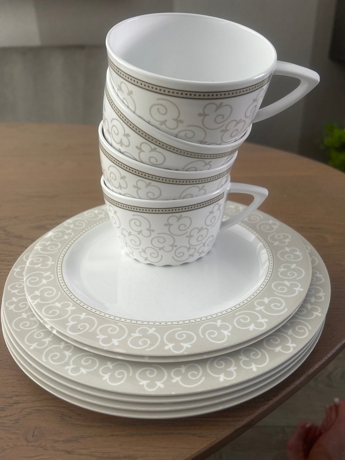 Mepal campingservies: 4 borden, 2 kleine borden, 4 soepkomme, Kunststof, Gebruikt, Mepal, Ophalen of Verzenden