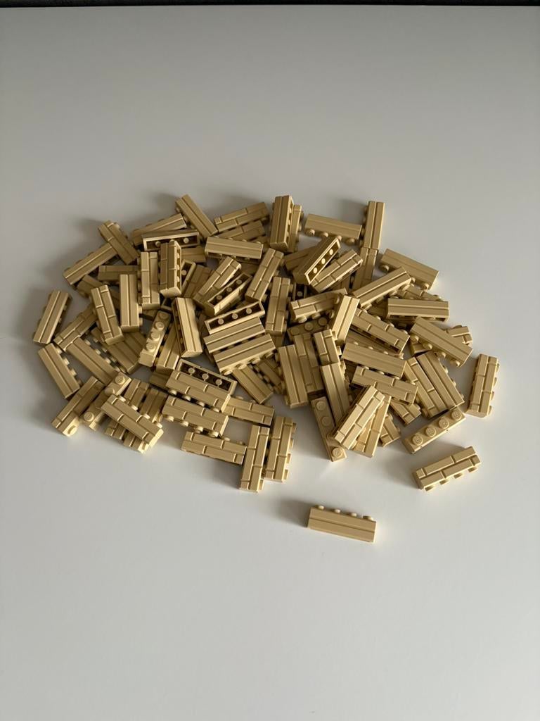 Lego steen met muurmotief 1x4 Tan - 100 stuks - Nieuw, Overige thema's, Lego, Nieuw, Ophalen of Verzenden