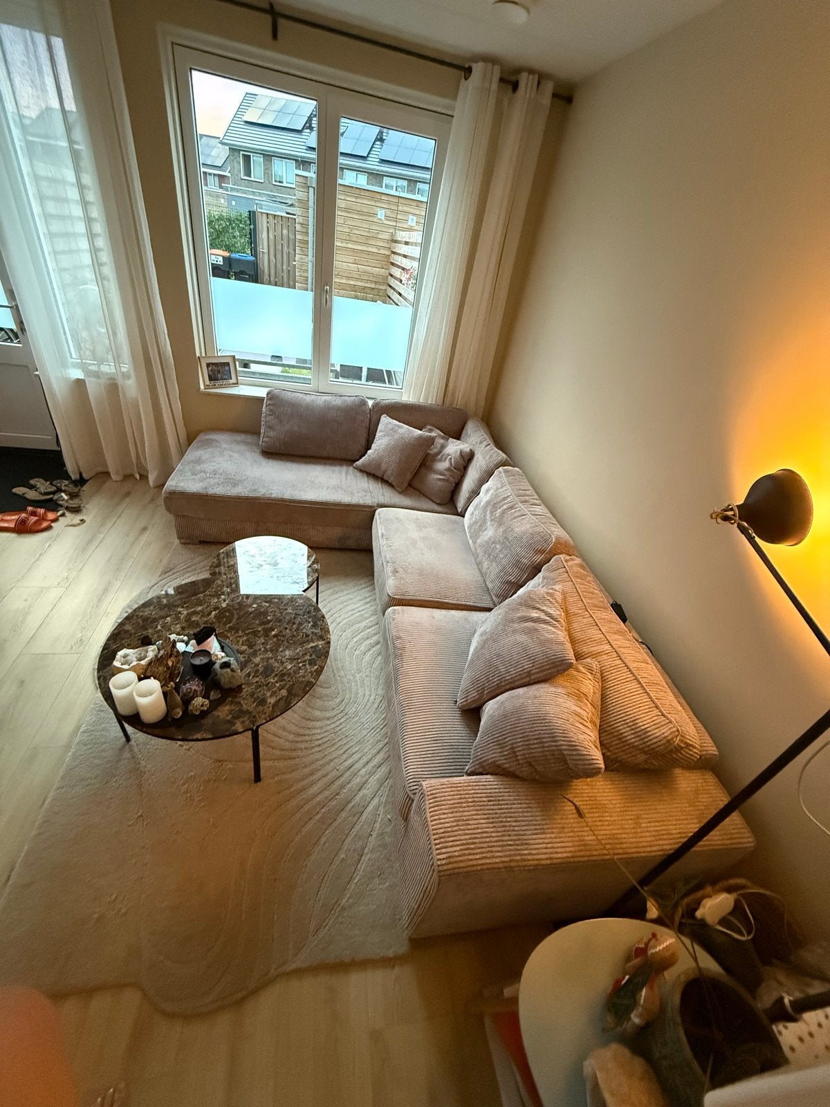 Comfortabele Hoekbank met Corduroy Stof, Huis en Inrichting, Banken | Bankstellen, Ophalen, 250 tot 300 cm, Gebruikt, 100 tot 125 cm