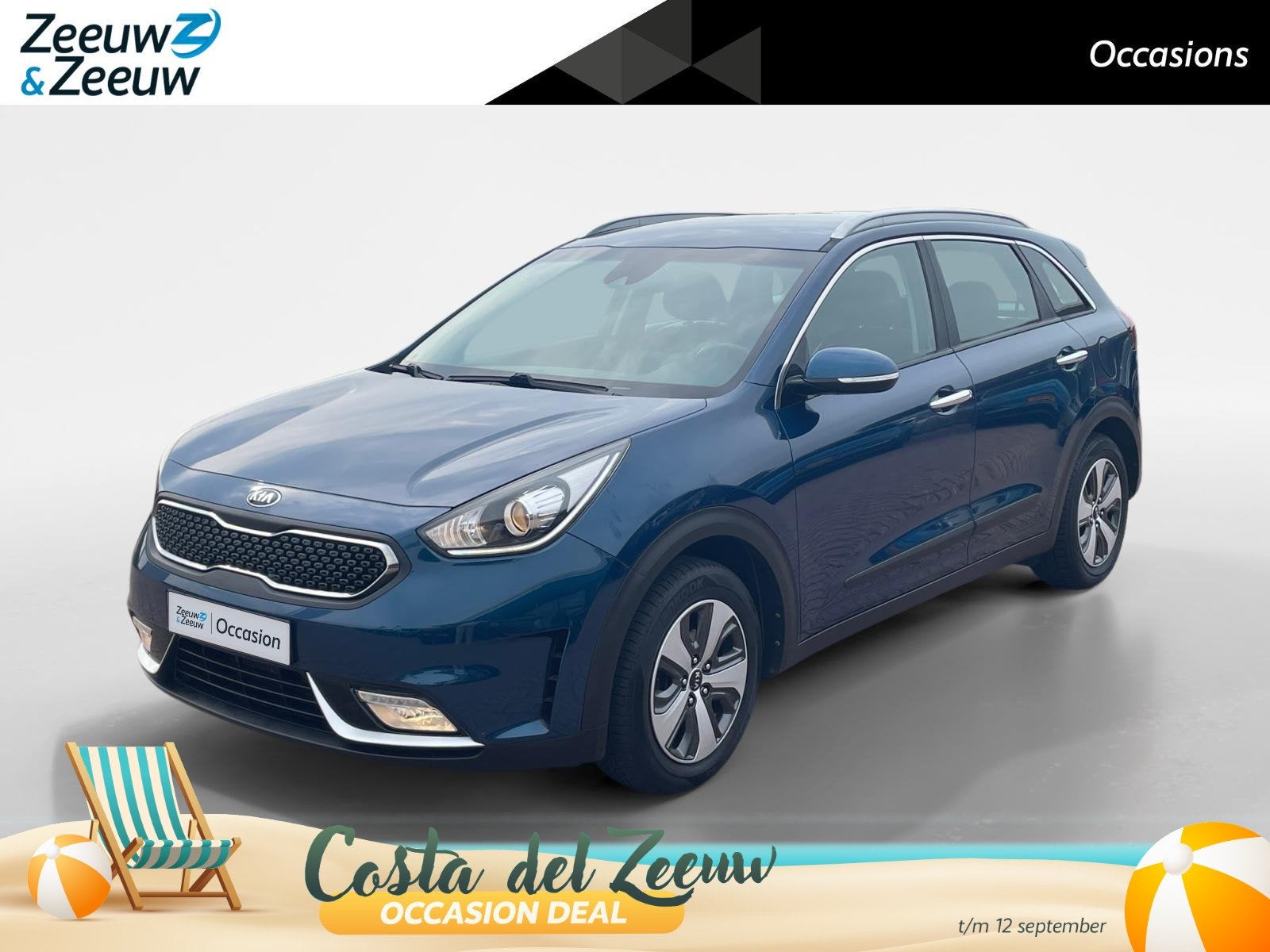 Kia Niro 1.6 GDi Hybrid First Edition *Automaat*Navi+Camera*, Auto's, Gebruikt, Euro 6, 2 kWh, Blauw