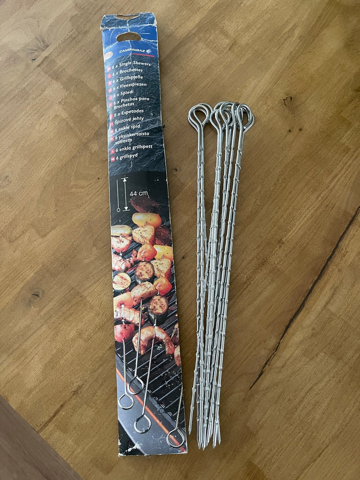 Campingaz Vleesspiezen - Set van 6 (44 cm), Ophalen of Verzenden, Zo goed als nieuw