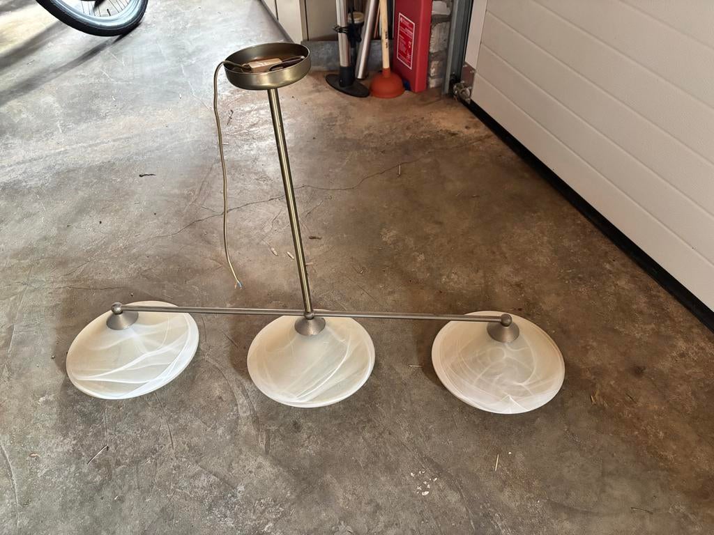 Hanglamp 3 x E27 brons messing kleur, Ophalen, Gebruikt, Metaal, Minder dan 50 cm