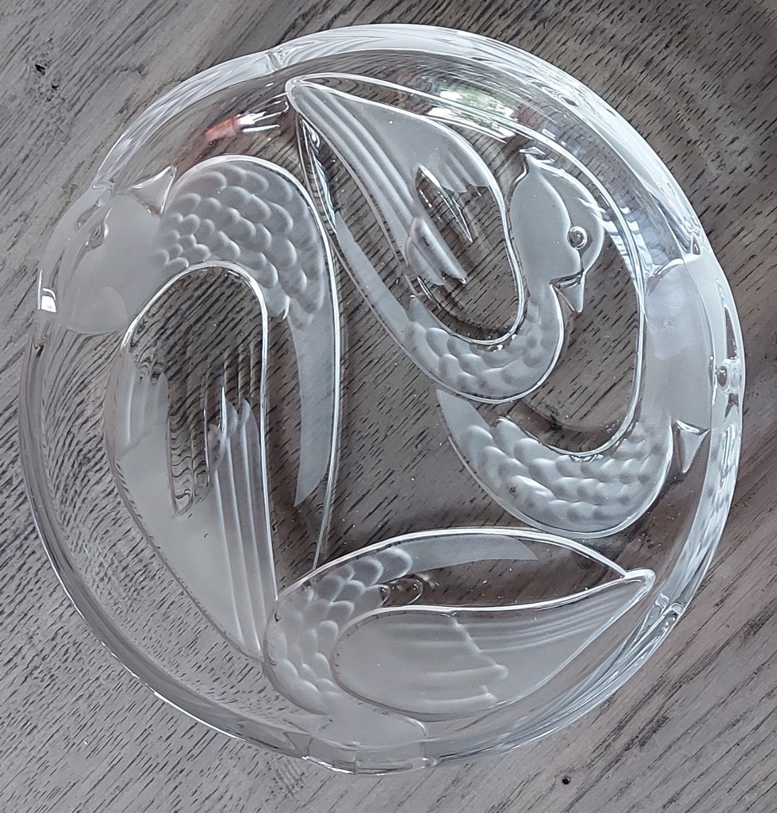 Walther kristal glazen schaal met zwanenmotief, Ophalen of Verzenden