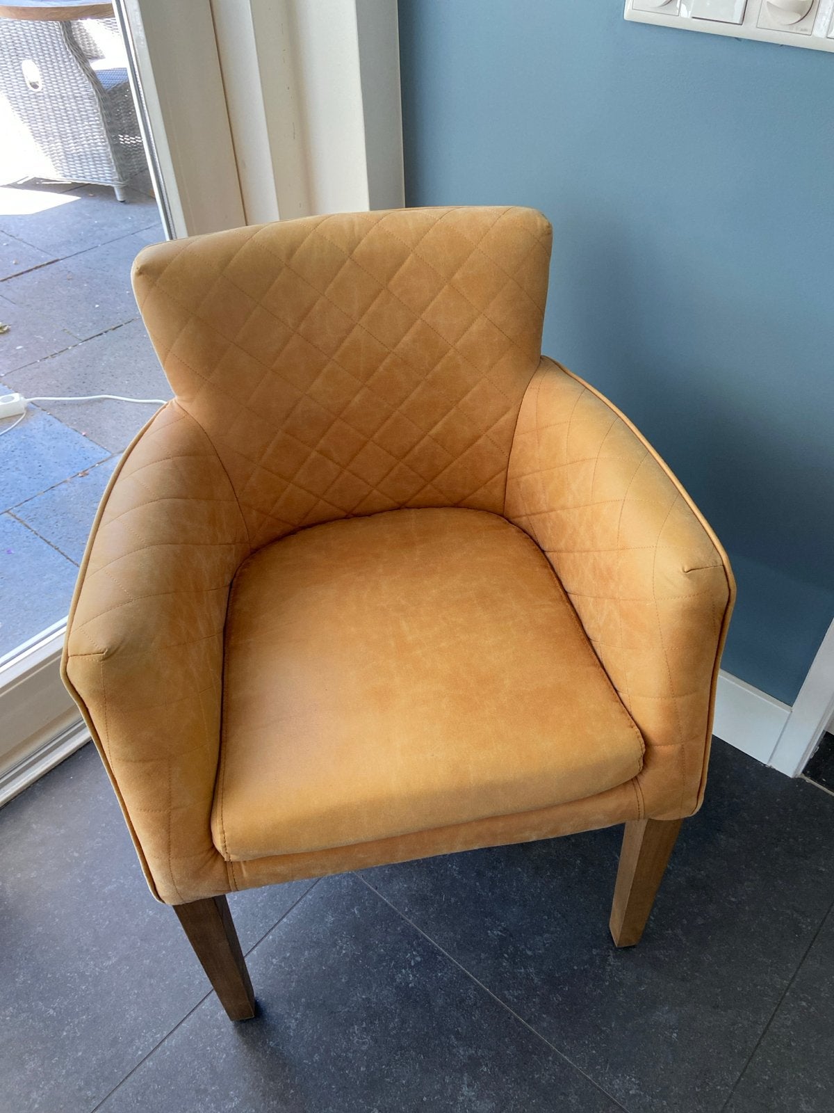 2 Riviera Maison eetkamerstoelen in Pellini leer, Huis en Inrichting, Ophalen, Twee, Bruin, Leer