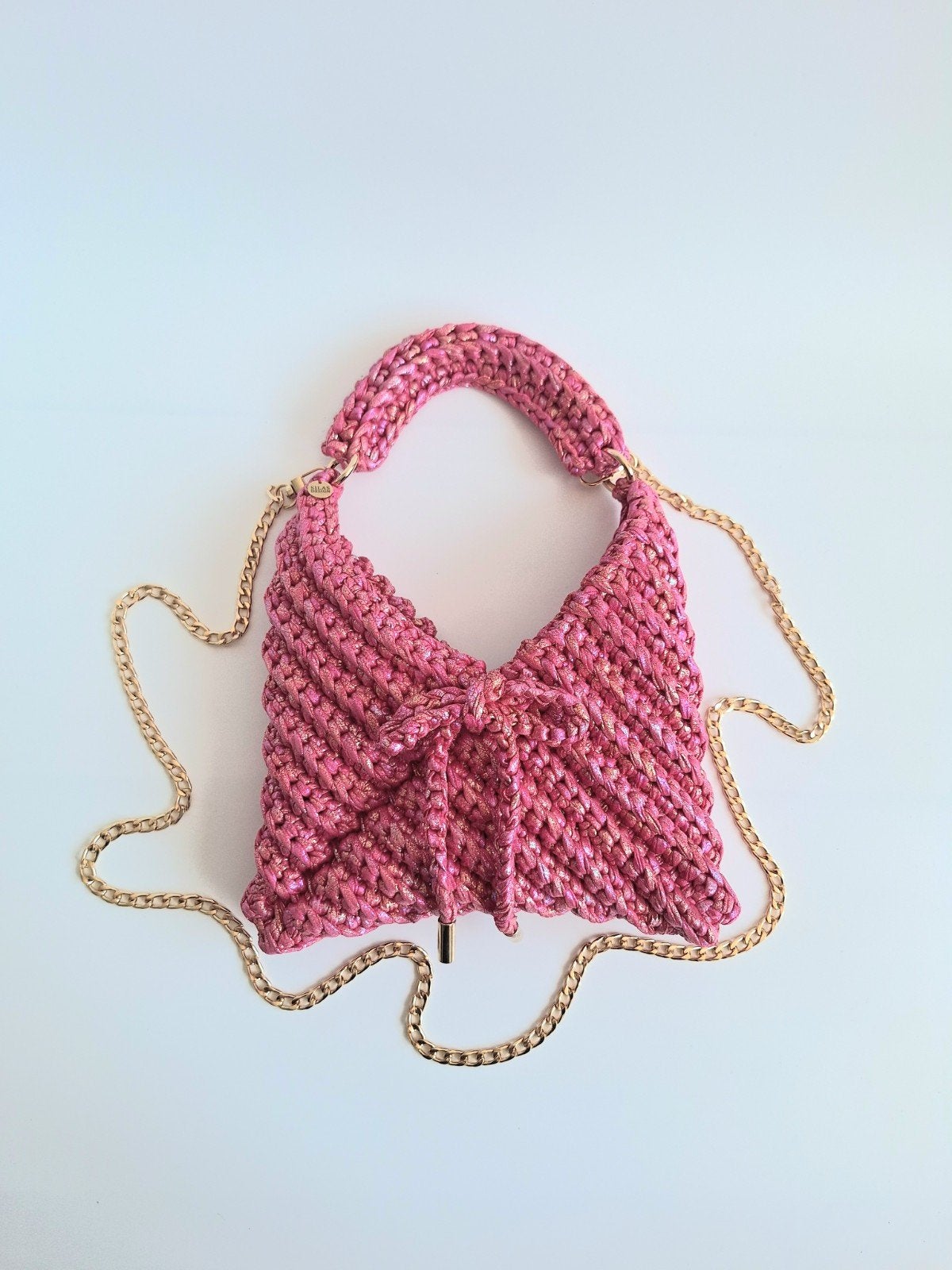gehaakte crossbody tas roze iriserend, Sieraden, Tassen en Uiterlijk, Tassen | Damestassen, Ophalen of Verzenden, Nieuw, Roze