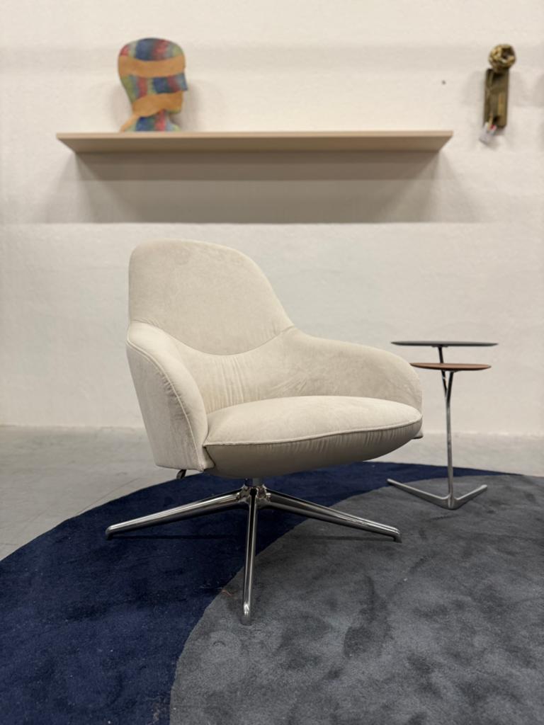 2 Nieuw Leolux Lanah Draai fauteuils stof Design stoel, Leolux, Nieuw, 75 tot 100 cm, Ophalen of Verzenden