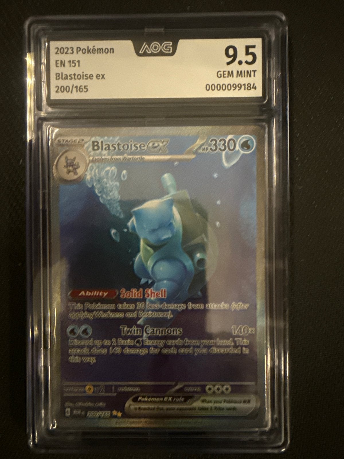 Blastoise ex (mew 200) AOG 9.5 - Serie 151, Ophalen of Verzenden, Zo goed als nieuw, Losse kaart