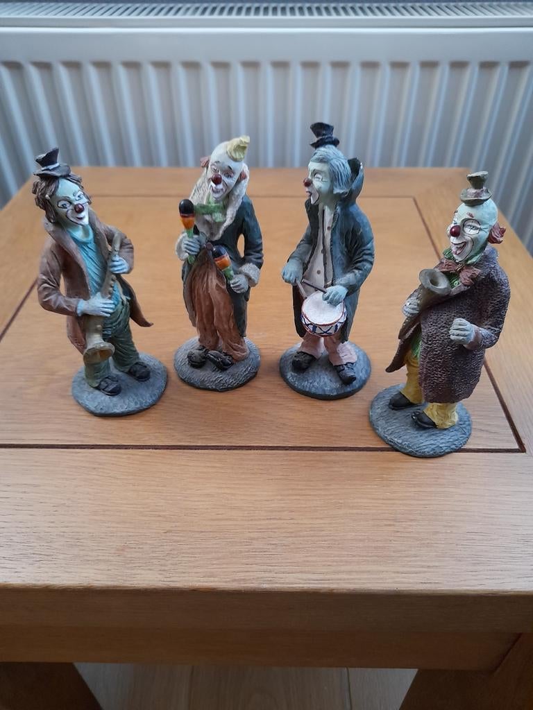 Set van 4 clown beeldjes met muziekinstrumenten, Ophalen of Verzenden