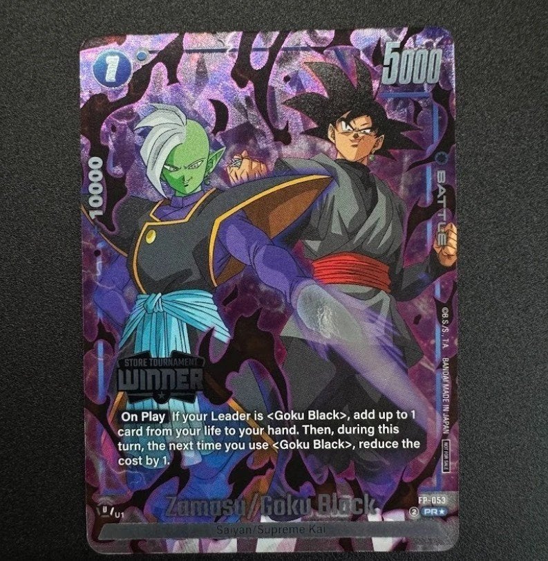 Dragon Ball Fusion world Zamasu/Goku Black Winner promo, Ophalen of Verzenden, Nieuw, Losse kaart