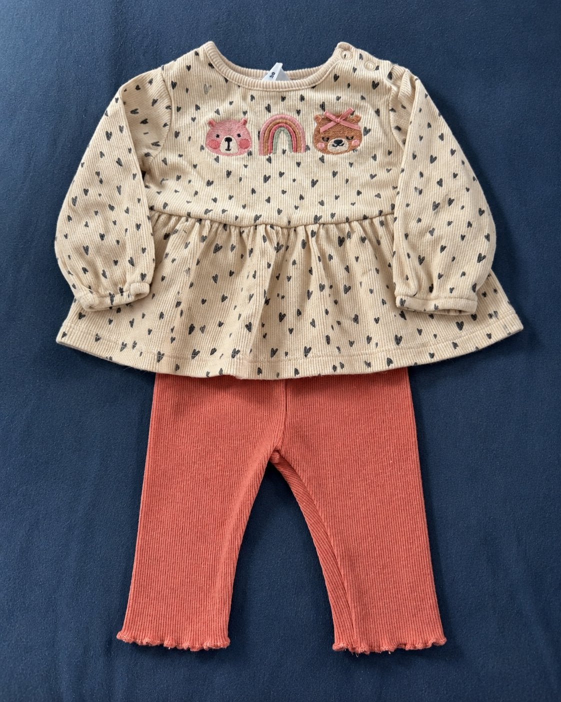 Schattige set: shirt met beren en regenboog, ribbroek, Ophalen of Verzenden, Zo goed als nieuw, Meisje