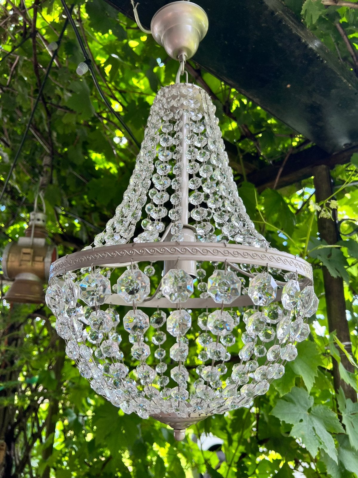 Klein vintage kristallen kroonluchtertje, Ophalen of Verzenden, Gebruikt, Glas, Vintage design