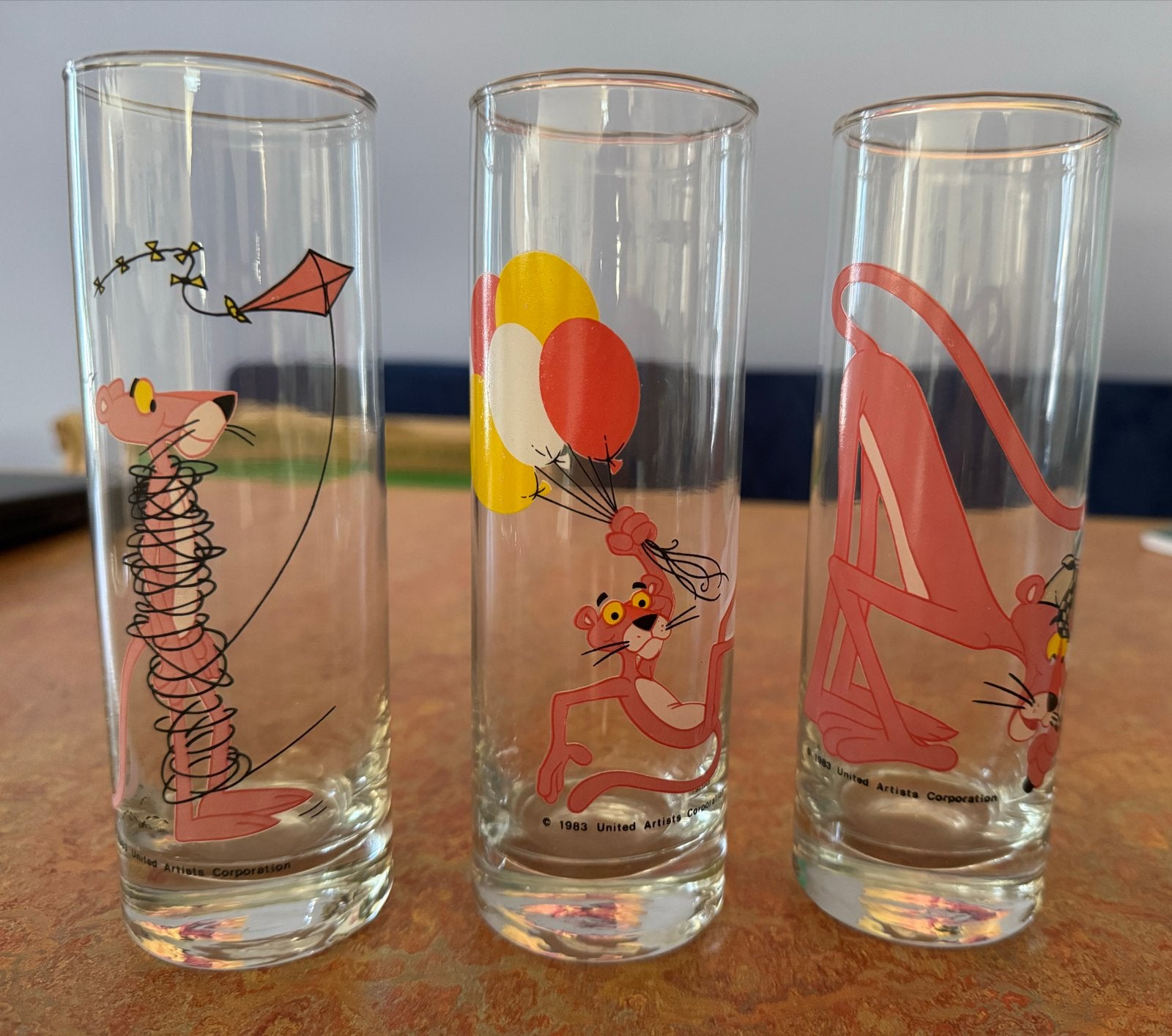 Set van 3 Pink Panther longdrinkglazen - Z.G.A.N., Ophalen of Verzenden, Zo goed als nieuw