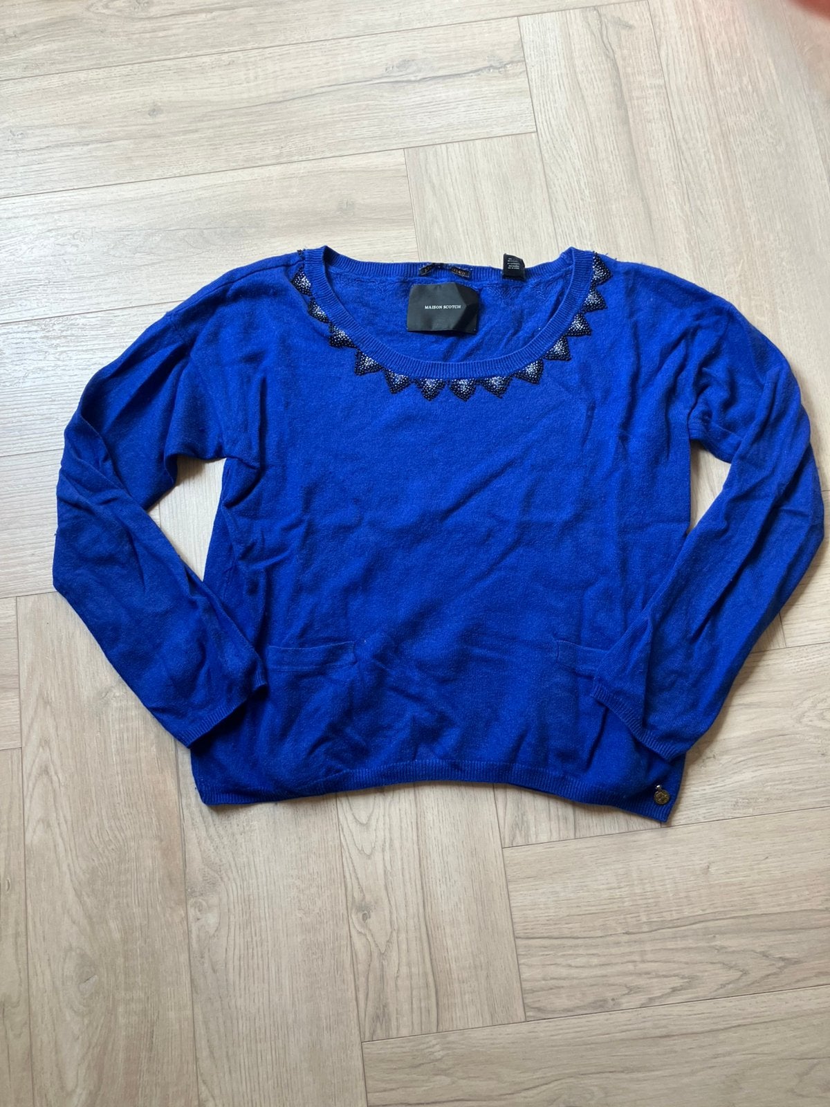 Blauw truitje van Maison Scotch maat XS, Ophalen of Verzenden, Gedragen, Maat 34 (XS) of kleiner, Blauw