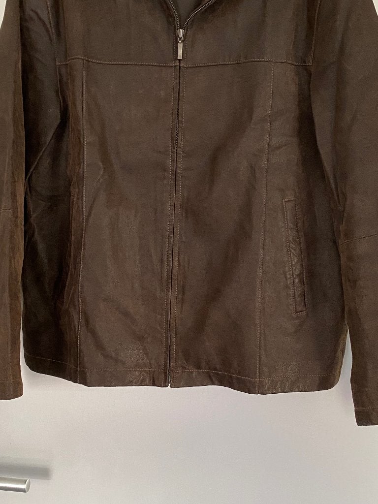 E691 Echt leren jas maat 52=L jack tussenjas leer bruin, Bruin, Ophalen of Verzenden, Zo goed als nieuw, Authentic