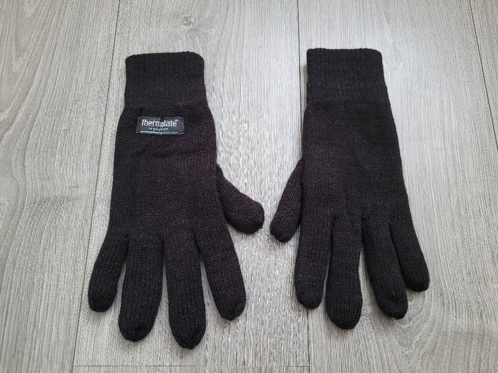 Zwarte gebreide gevoerde handschoenen maat L/XL ~ HH1814, Ophalen of Verzenden, Zo goed als nieuw, Maat 52/54 (L), Handschoenen