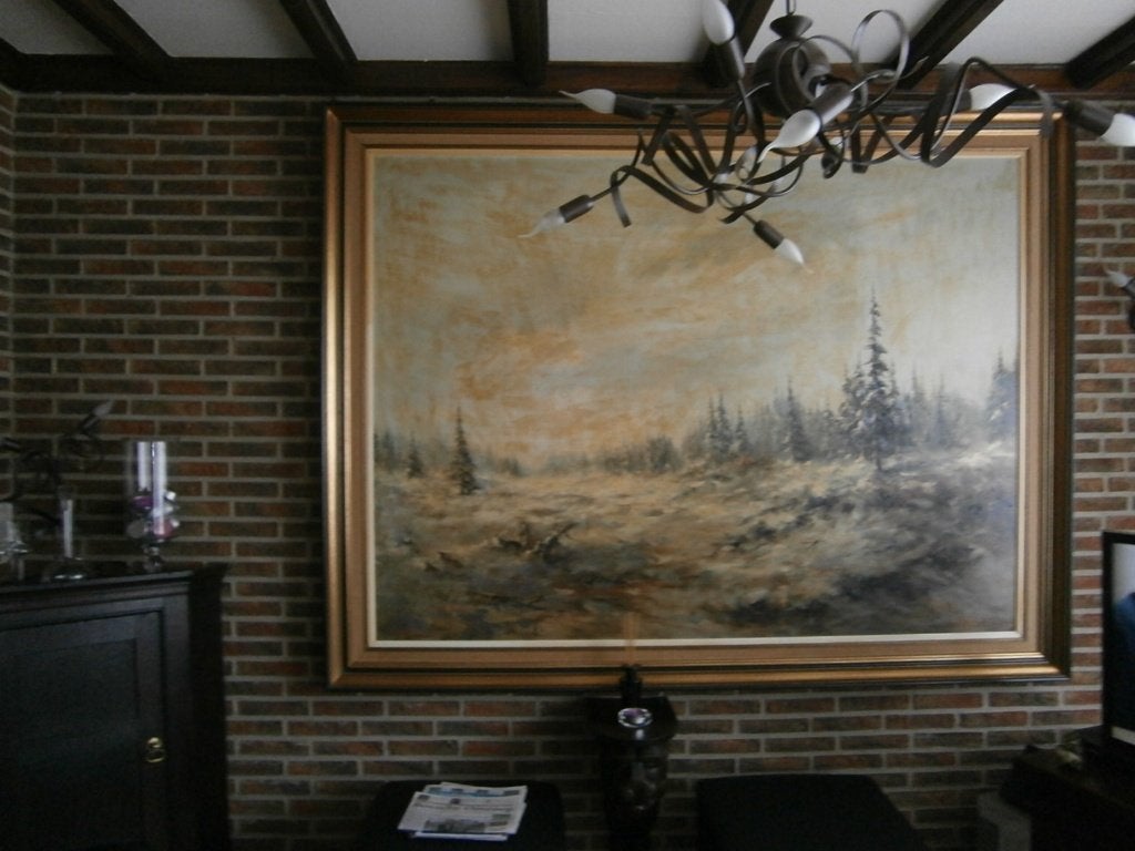 groot schilderij met winterlandschap, Antiek en Kunst, Kunst | Schilderijen | Klassiek, Ophalen, Doek, Landschap, Olieverf