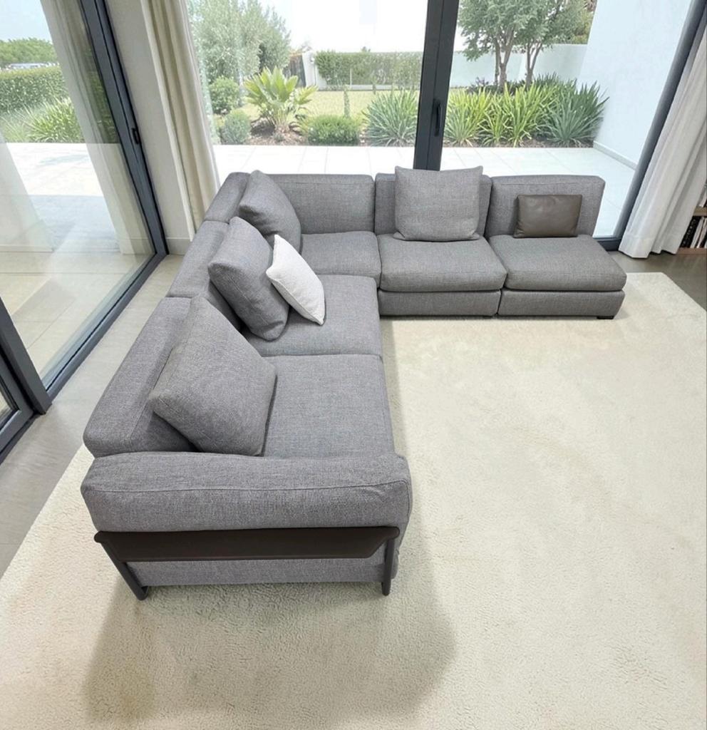 Flexform Zeno modulaire design bank 5 elementen 285x285cm, Huis en Inrichting, Ophalen of Verzenden, Leer