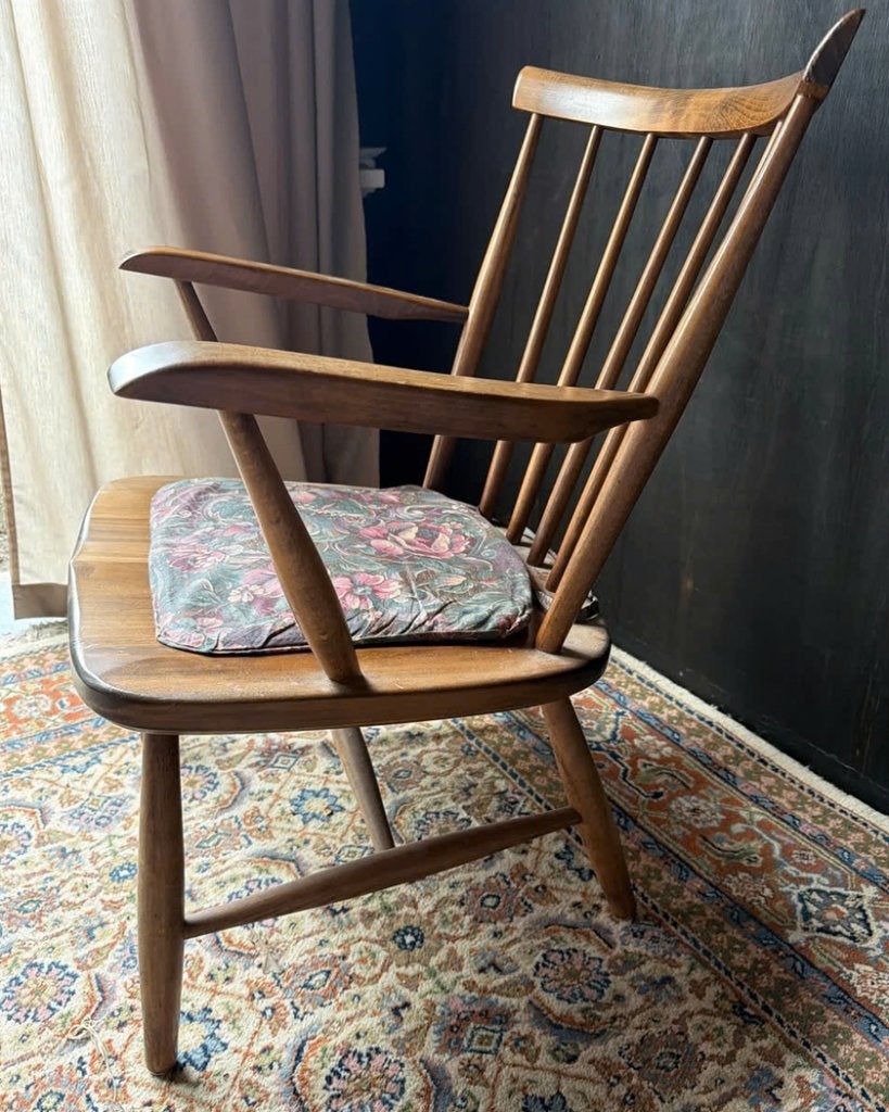 Vintage houten Windsor stoel met armleuningen, Ophalen