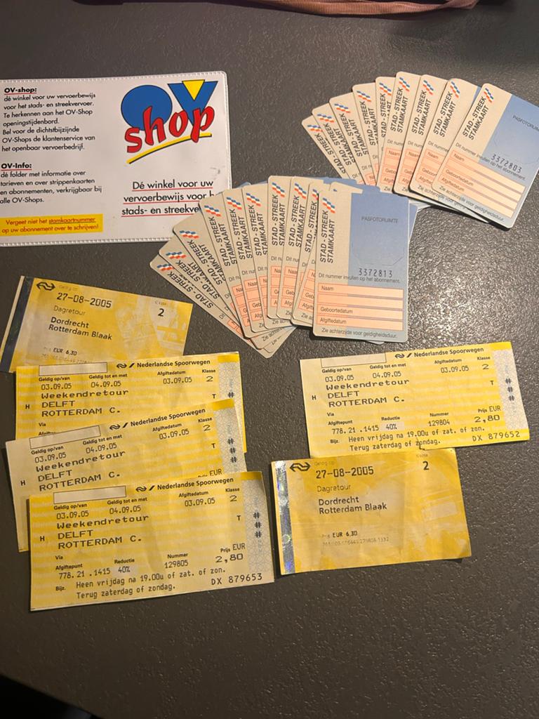 Diverse oude ov treinkaartjes, Eén persoon, Bus, Metro of Tram, Algemeen kaartje